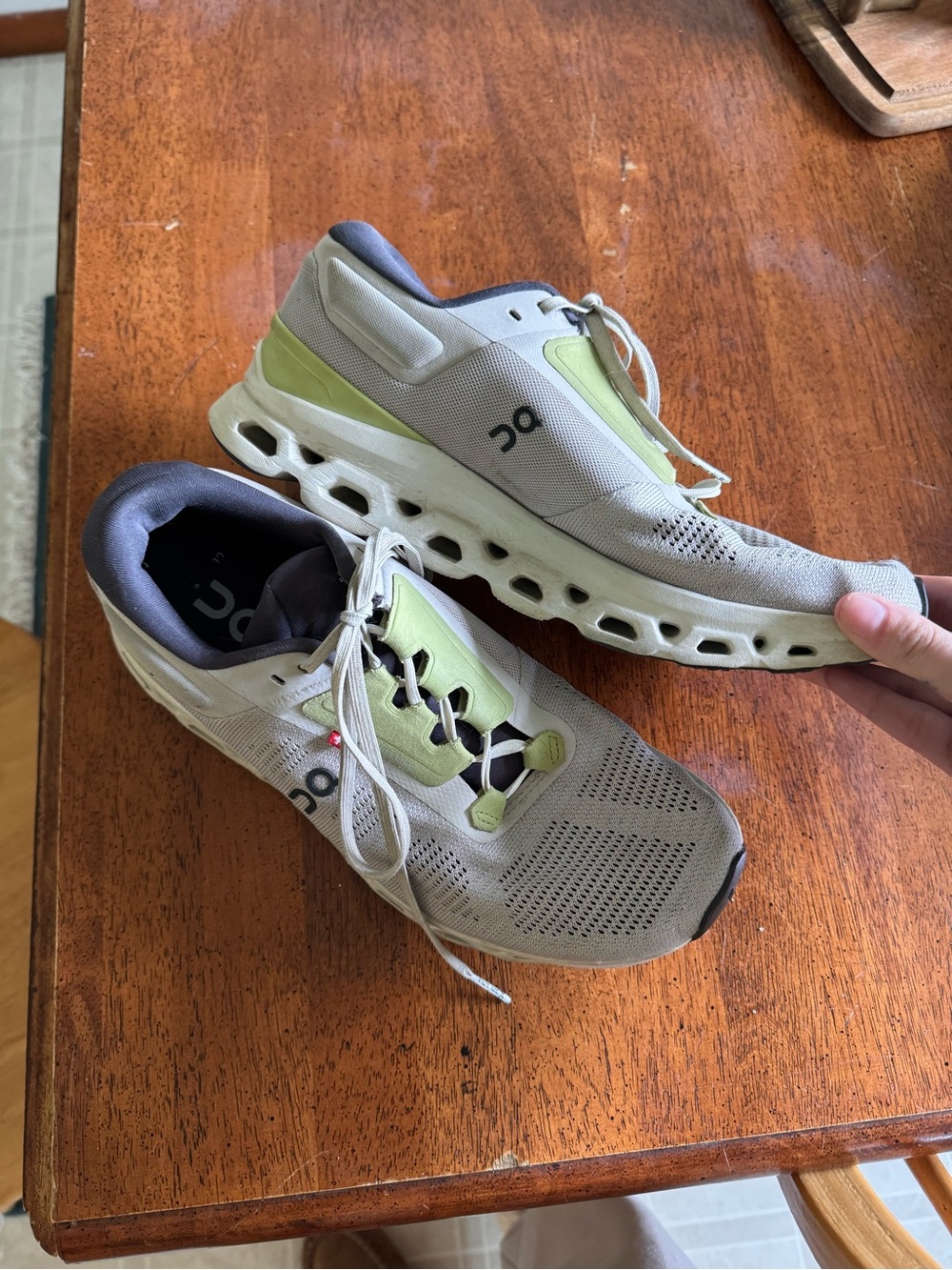 On Running Men's Athletic Shoes - Light Gray with Lime Accents